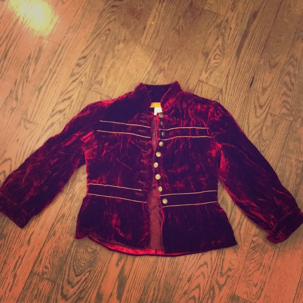 Gorgeous red velvet military style jacket